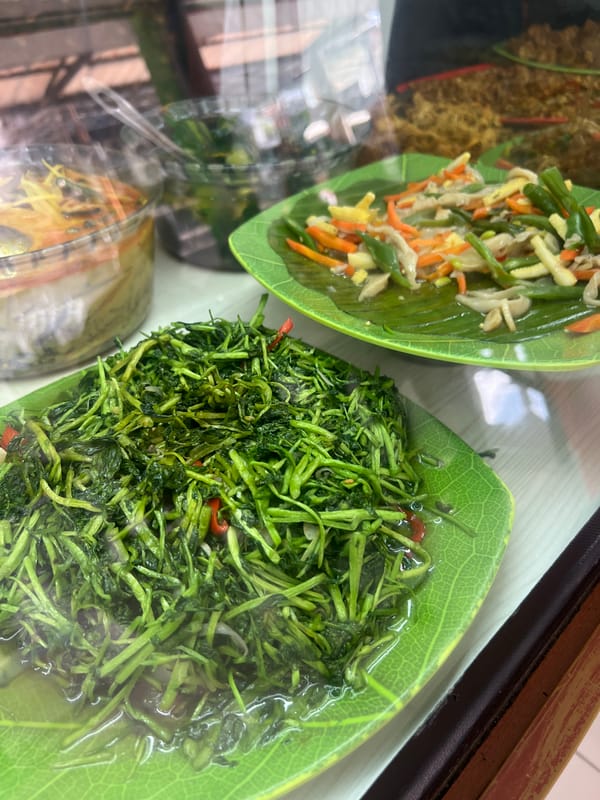 Indonesian warung spread in Kuta, Bali