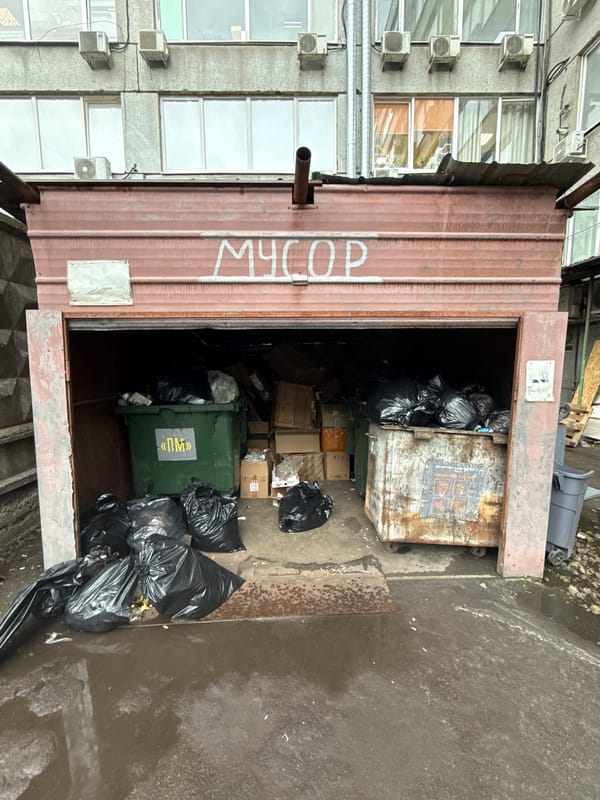 Waste collection container documented in Dolgoprudny, Russia