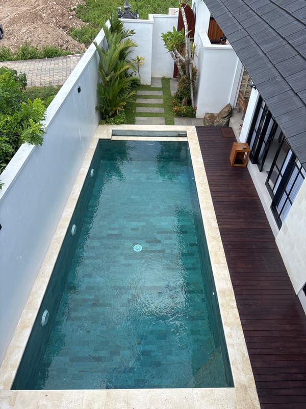Swimming pool area documented in Ungasan, Indonesia morning session