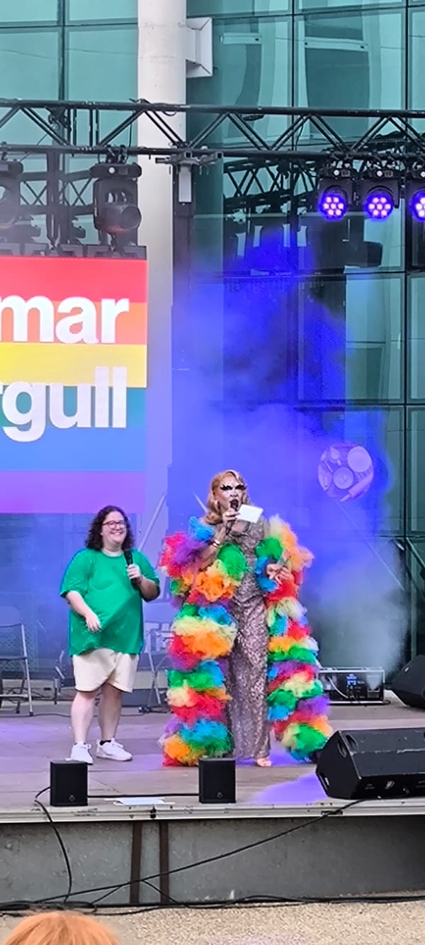 Pride rally on stage in Ripollet, Spain