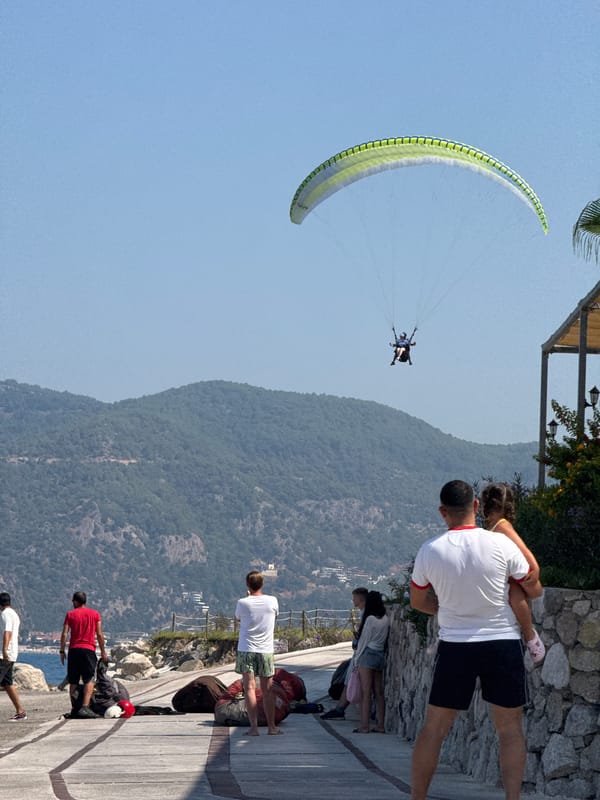 Paragliding and crashing waves along the Fethiye coast