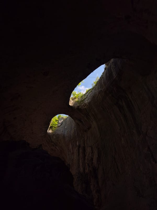 Devetashka Cave interior documented showing natural ceiling openings