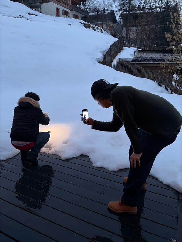 Evening gathering at alpine residence in La Clusaz, France