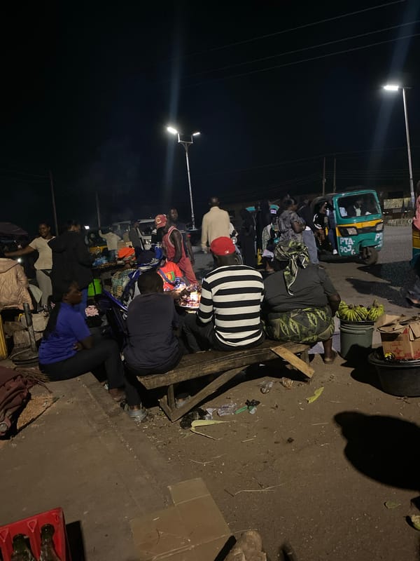 Evening street food market operates in Bukuru, Nigeria