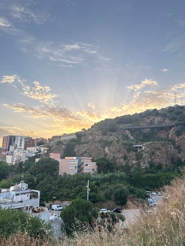 Evening Barcelona hillside walk from neighborhoods to Collserola Park