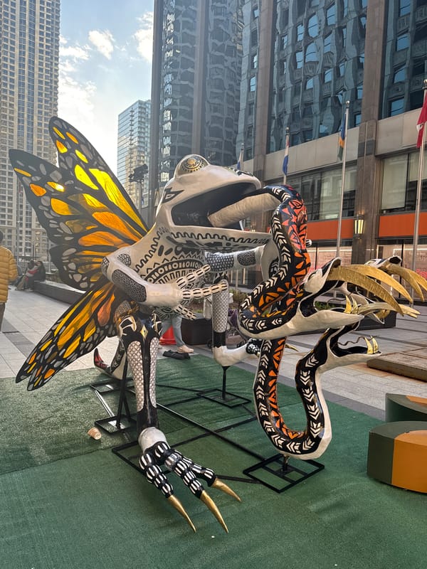 Downtown Chicago landmarks and businesses documented in late evening sightings