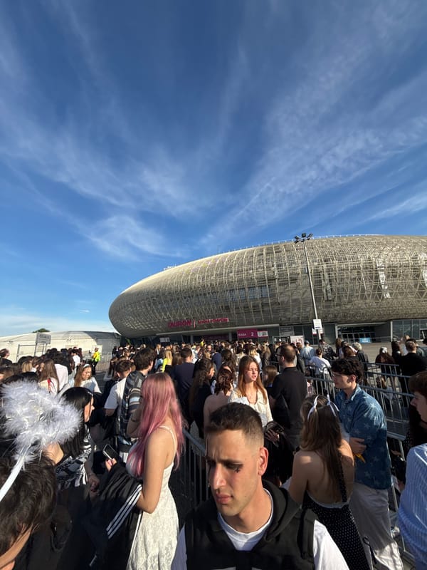 Crowd gathers outside Krakow stadium
