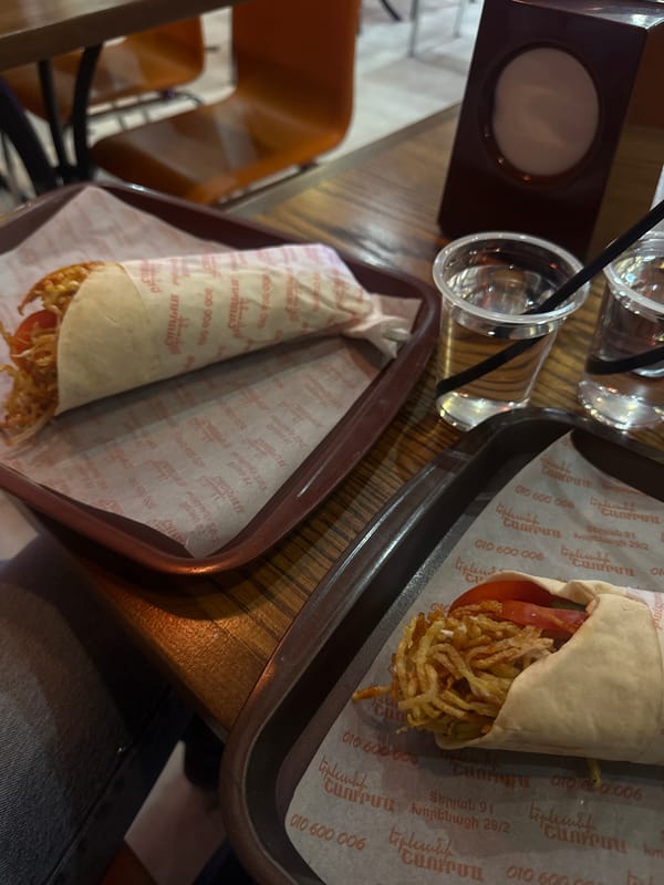 Meal service documented at Yerevan restaurant