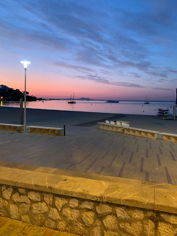 Quiet dusk over the water in Palmanova, Spain