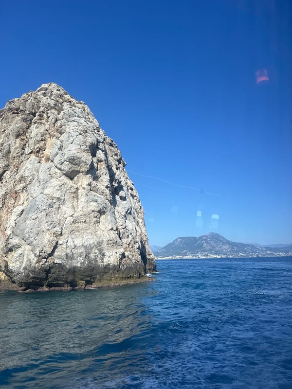 Rocky sea formation off the Alanya coastline, summer afternoon