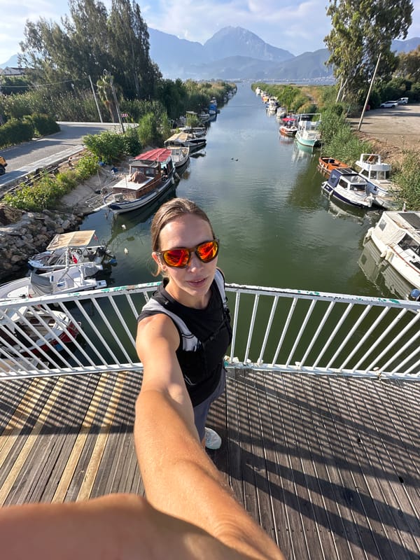 Early morning tourist activity captured in Fethiye harbor area