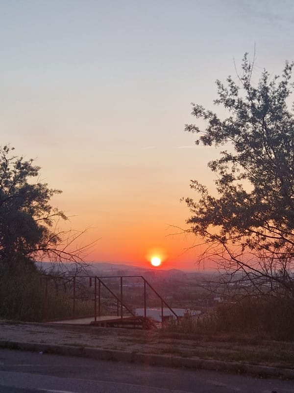 Sunset observed over cityscape in Bogomilovo, Bulgaria