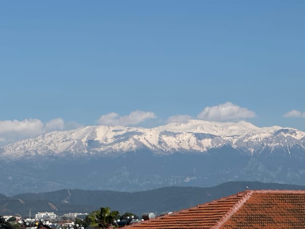 Clear mountain vista photographed from elevated position in Fethiye