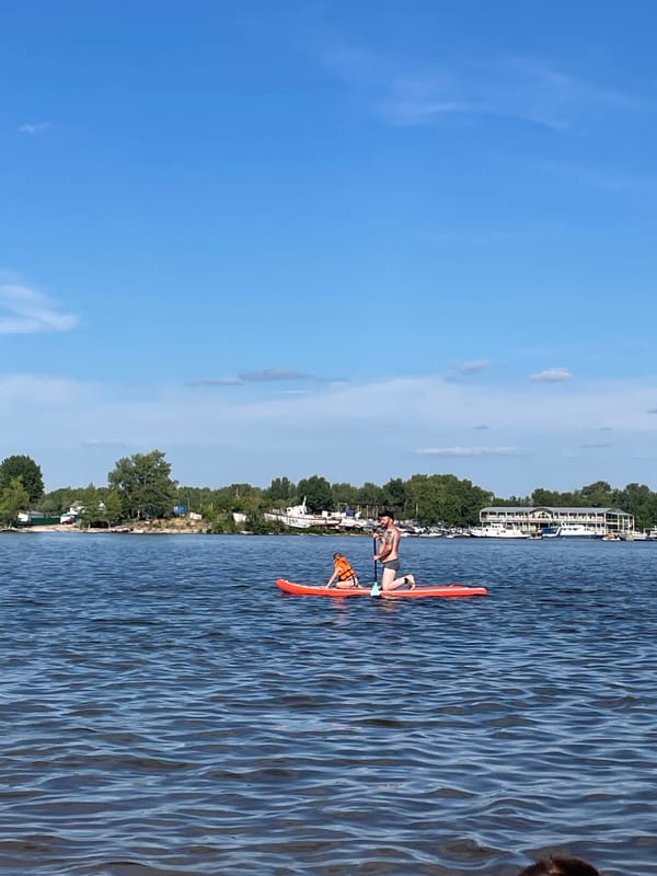 Paddleboarding on the water in Saratov