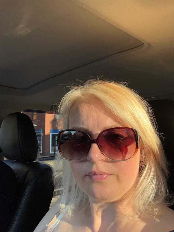 Passenger seat selfies in golden hour light