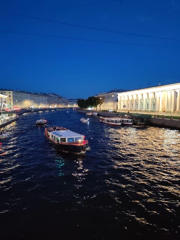St. Petersburg canals and landmarks at twilight