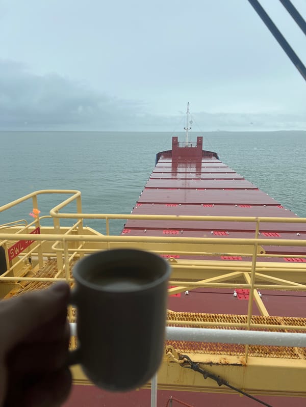 Maritime voyage documented near Bangor with cargo ship sighting