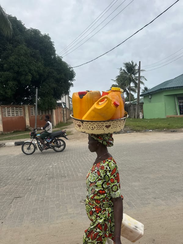 Morning street life and commerce in Badagry, Nigeria