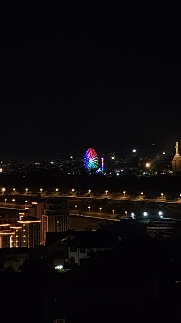 Yerevan skyline from sunset to night, June 2026