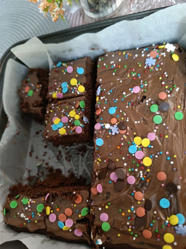Homemade brownies with sprinkles baked in Varna, Bulgaria