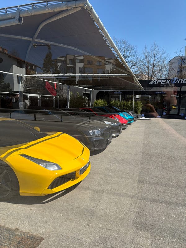 Luxury cars displayed at Sofia dealership showroom