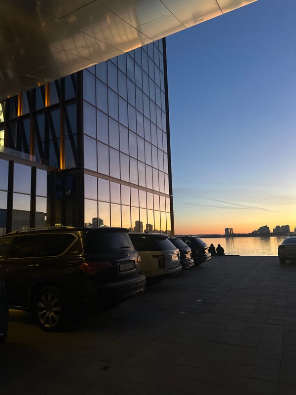 Evening scenes captured along Kazan waterfront on April 16