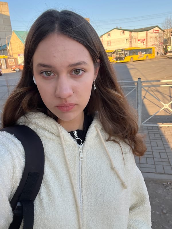 Woman takes outdoor selfie in Ново-Никольское, Russia