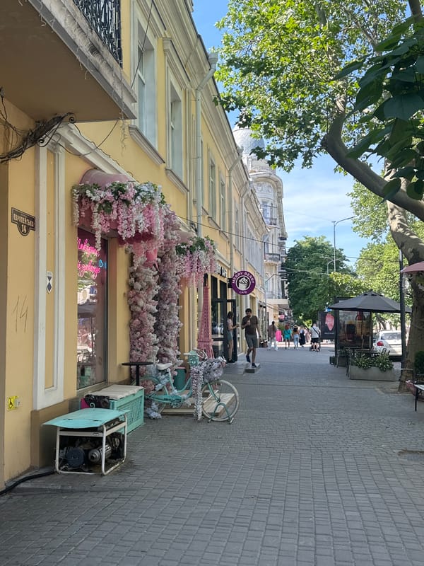 Casual street life and dining captured across Ukrainian city
