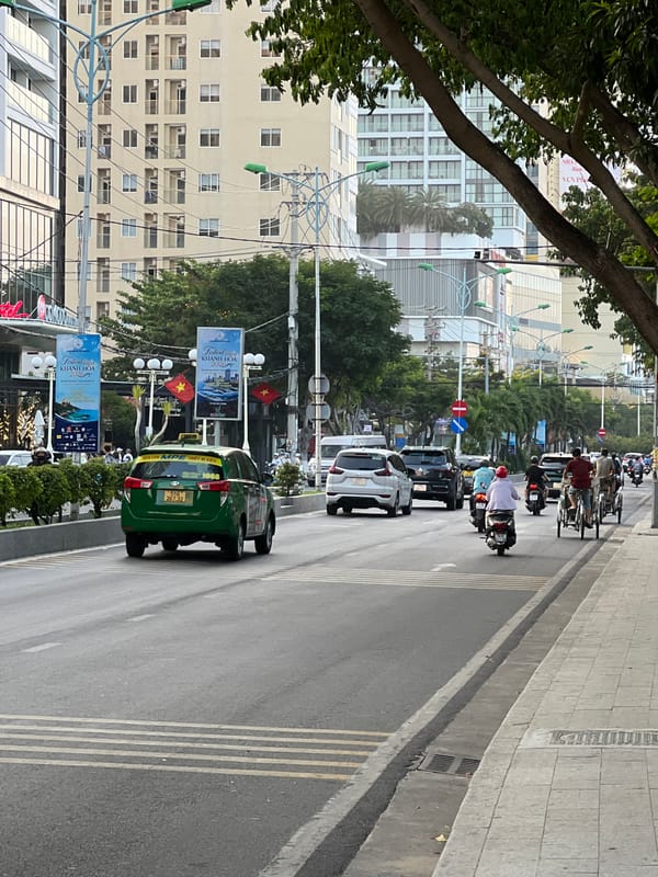 Nha Trang's beachfront boulevard: hotels, parkways, and a bronze equestrian statue