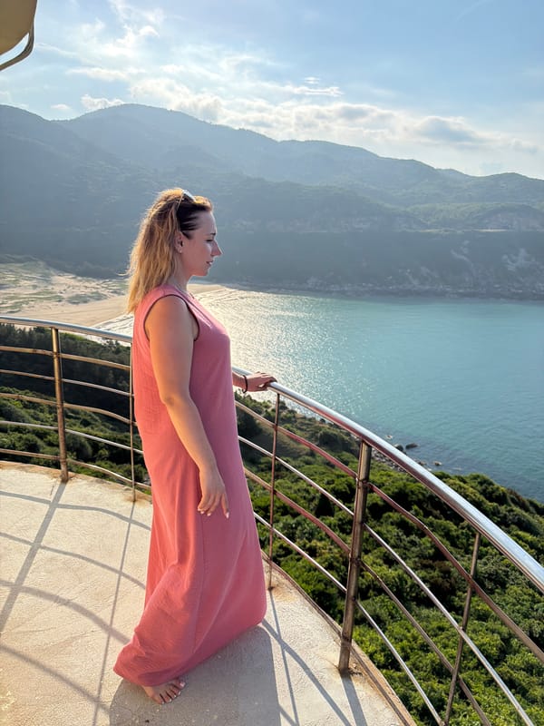 Morning coastal views from a scenic clifftop in Hòa Xuân