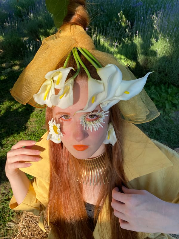 Floral editorial shoot in a Russian lavender field