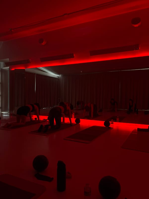 Evening activities documented across Mexico City yoga studio and buildings