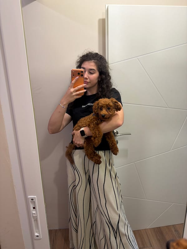 Afternoon selfie session with poodle puppy in Sofia apartment