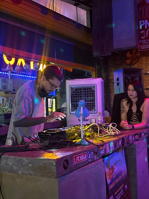 DJ performs at nighttime venue in Đà Nẵng, Vietnam