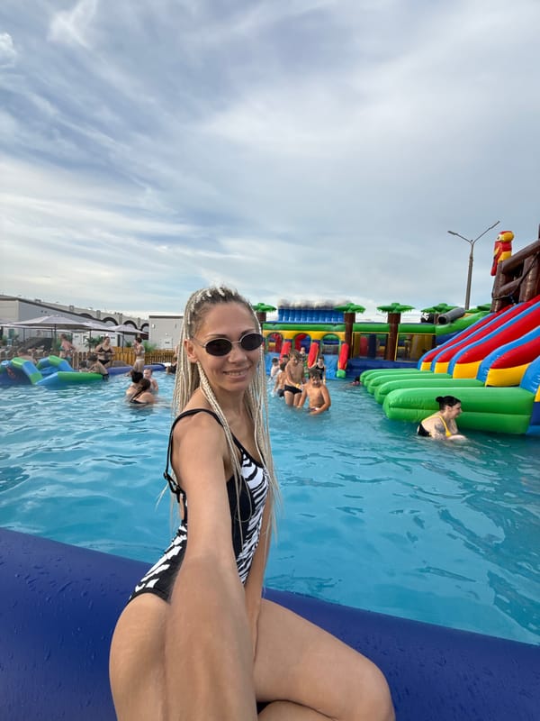 Lazy afternoon at a Russian water park in July