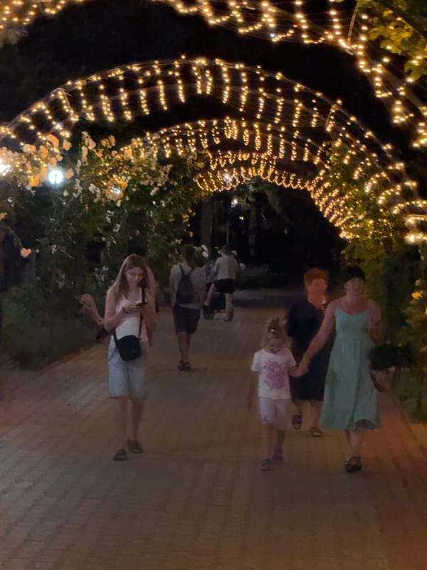 Festive lights and miniature racing at a holiday event