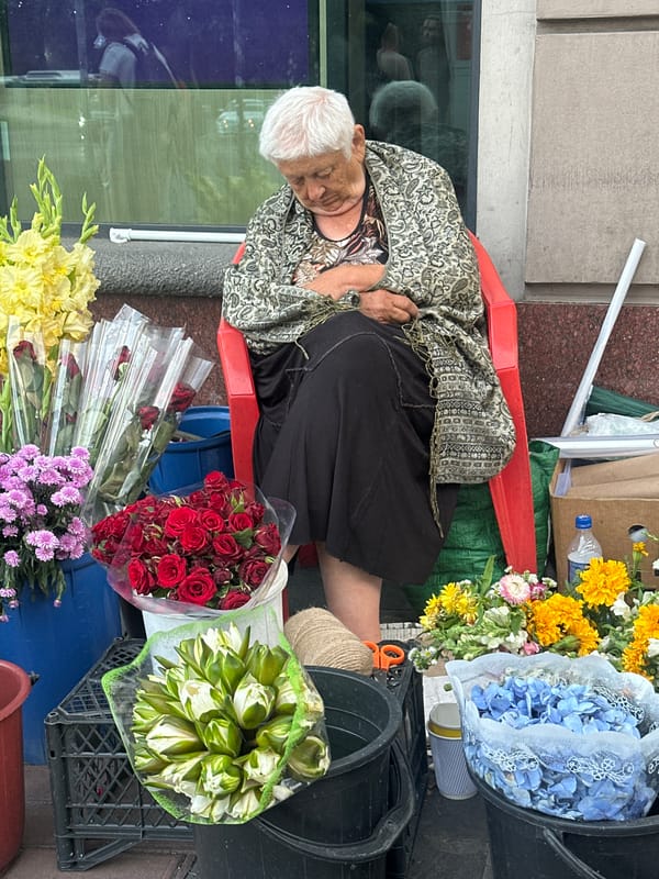 Tbilisi flower stall, a nap, and a cold Coke