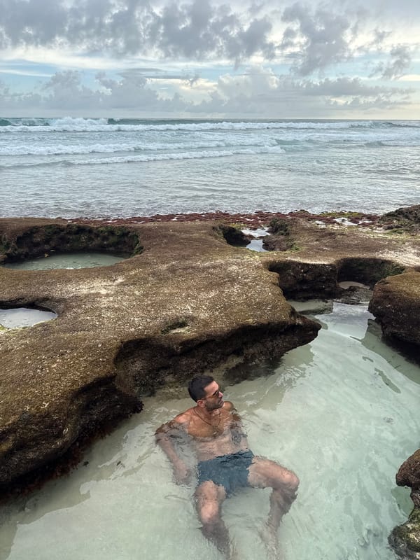 Coastal tide pool scenes documented along Pecatu shoreline