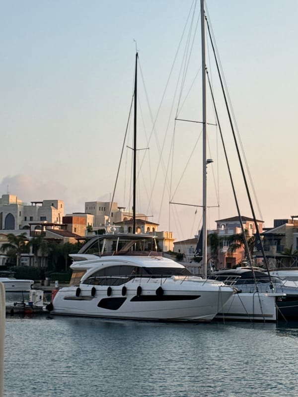 Yachts, calm water, and waterfront dining at Limassol Marina