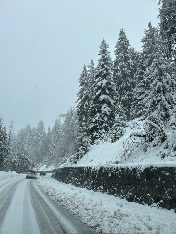 Heavy snowfall hits mountain road in Smolyan, Bulgaria