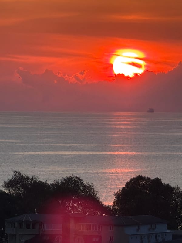 Dramatic sunset over Black Sea captured from Sochi