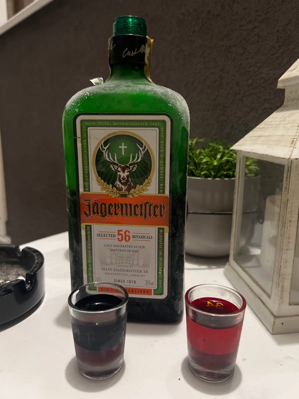 Chilled Jägermeister and shot glasses ready in Sofia