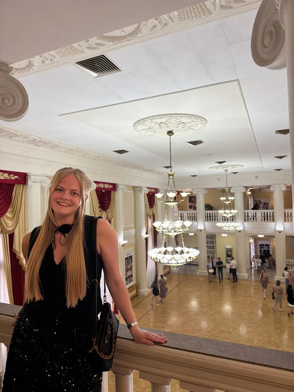 Woman photographed at theaters and cultural venues in Izhevsk