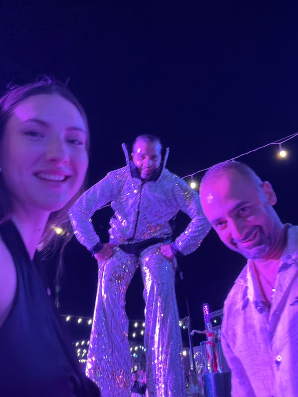 Lively resort night event in Sharm El Sheikh with performers and mascots