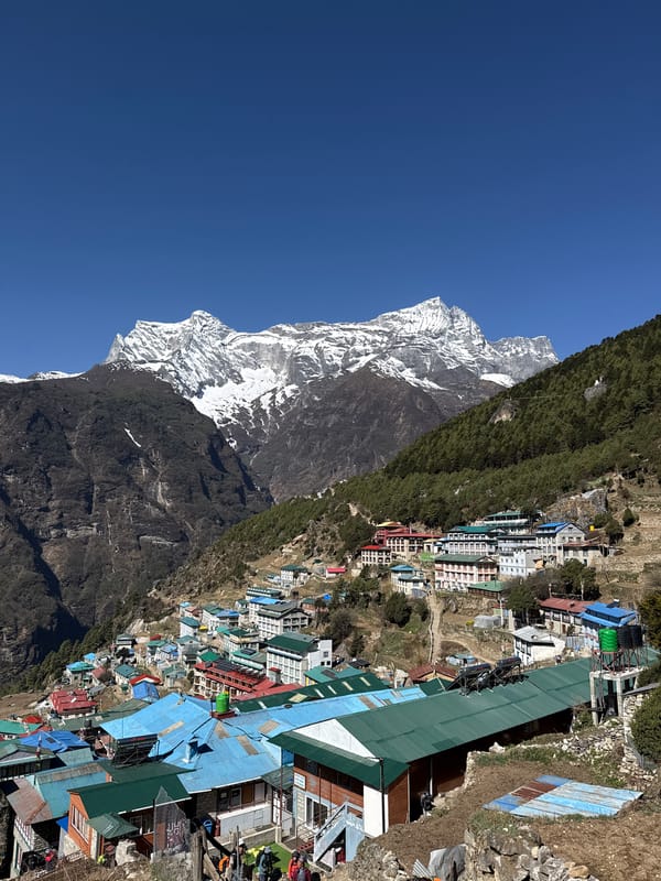 Mountain vistas and village life documented near Namche, Nepal