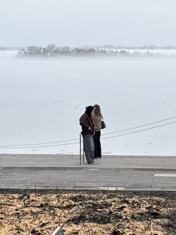 Visitors take selfies at Volga River overlook in Saratov
