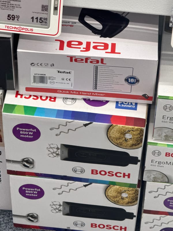 Customer documents appliances at electronics store in Lovech, Bulgaria