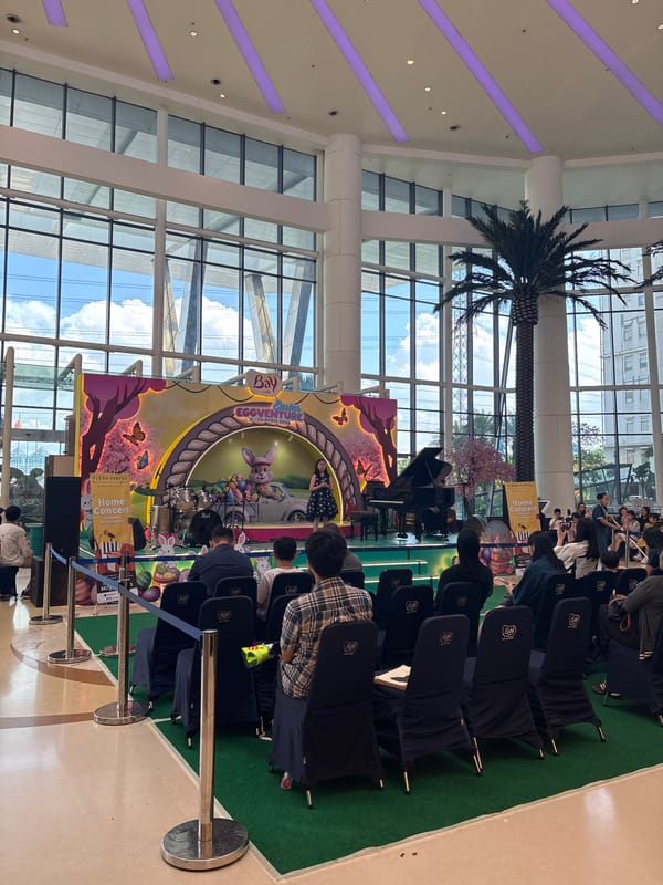 Morning shoppers and Easter event at Jakarta mall