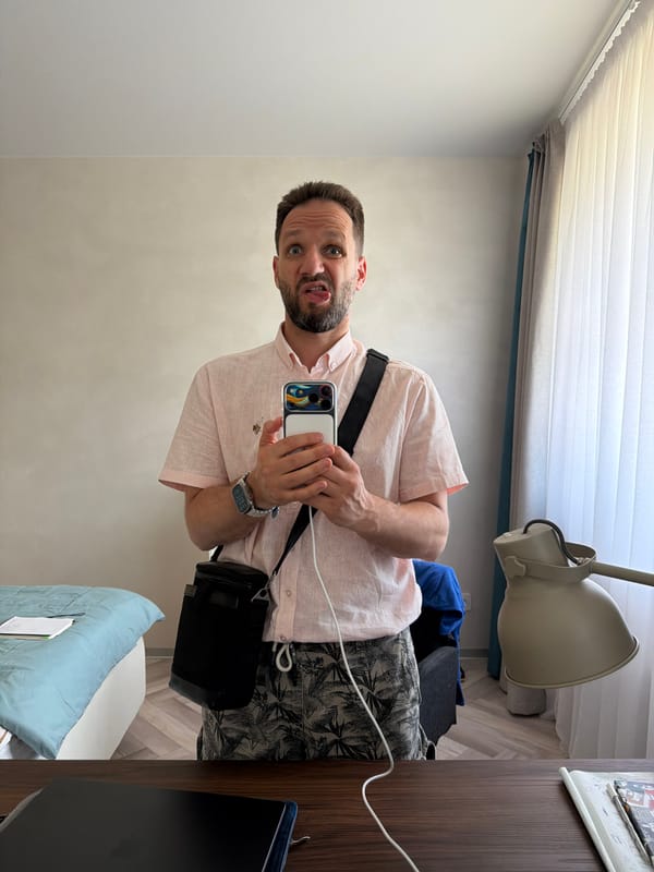 Man takes mirror selfie in Strelna, Russia