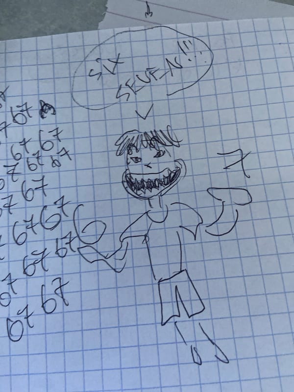 Student creates doodles and desk graffiti during morning hours